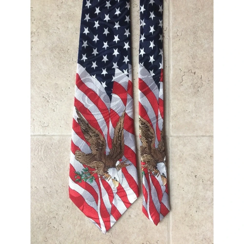 Patriotic Tie American Flag Bold Eagle
